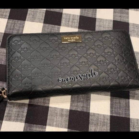 Kate Spade New York Women Penn Place Embossed Neda Zip Around Wallet Black - Picture 7 of 10